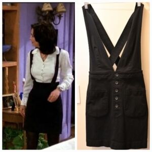 Forever 21 Black Button-Front Jumper Mini Dress Size Medium Monica Geller